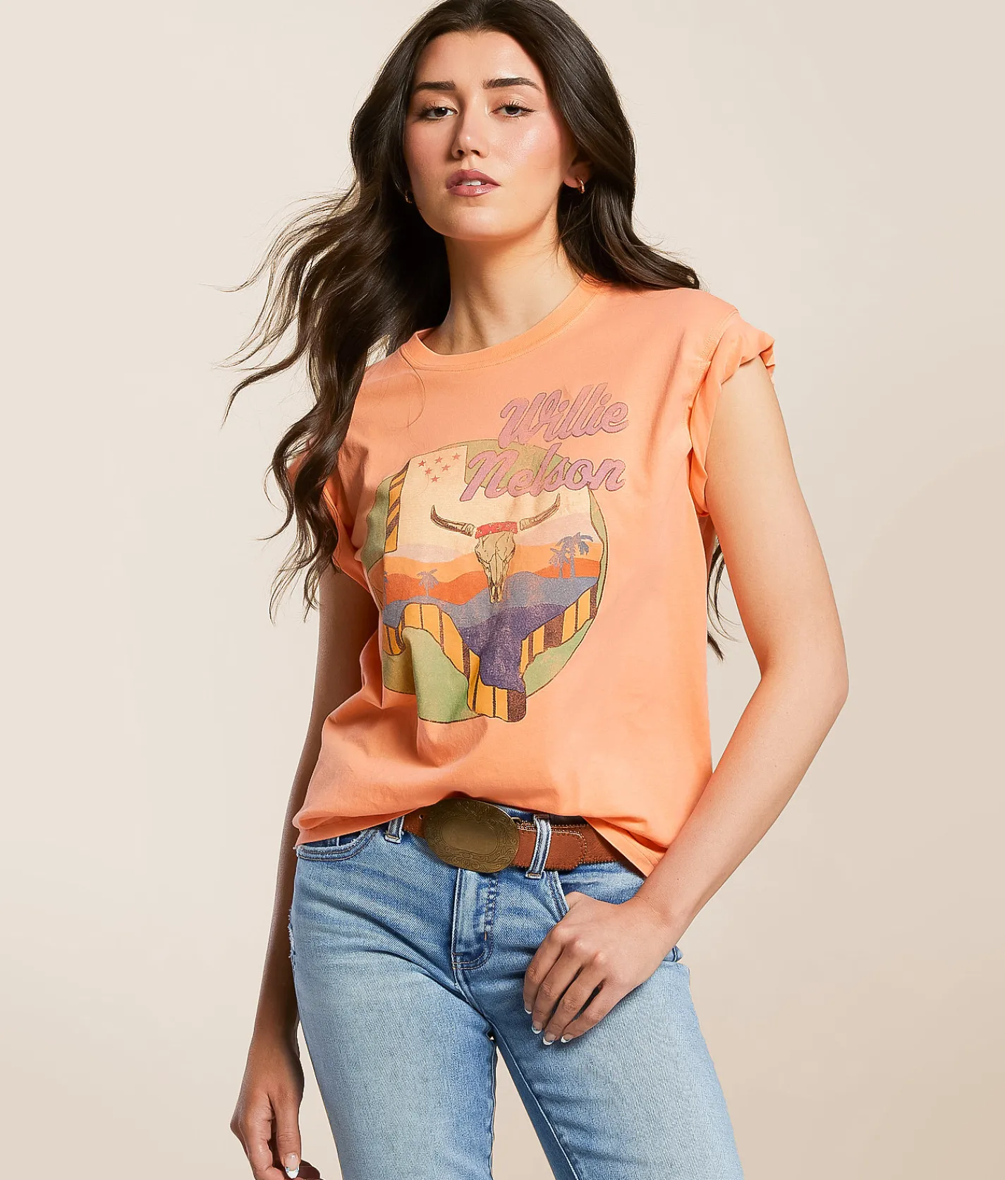 Life Clothing Willie Nelson Texas Oversized Band T-Shirt Coral Reef Best