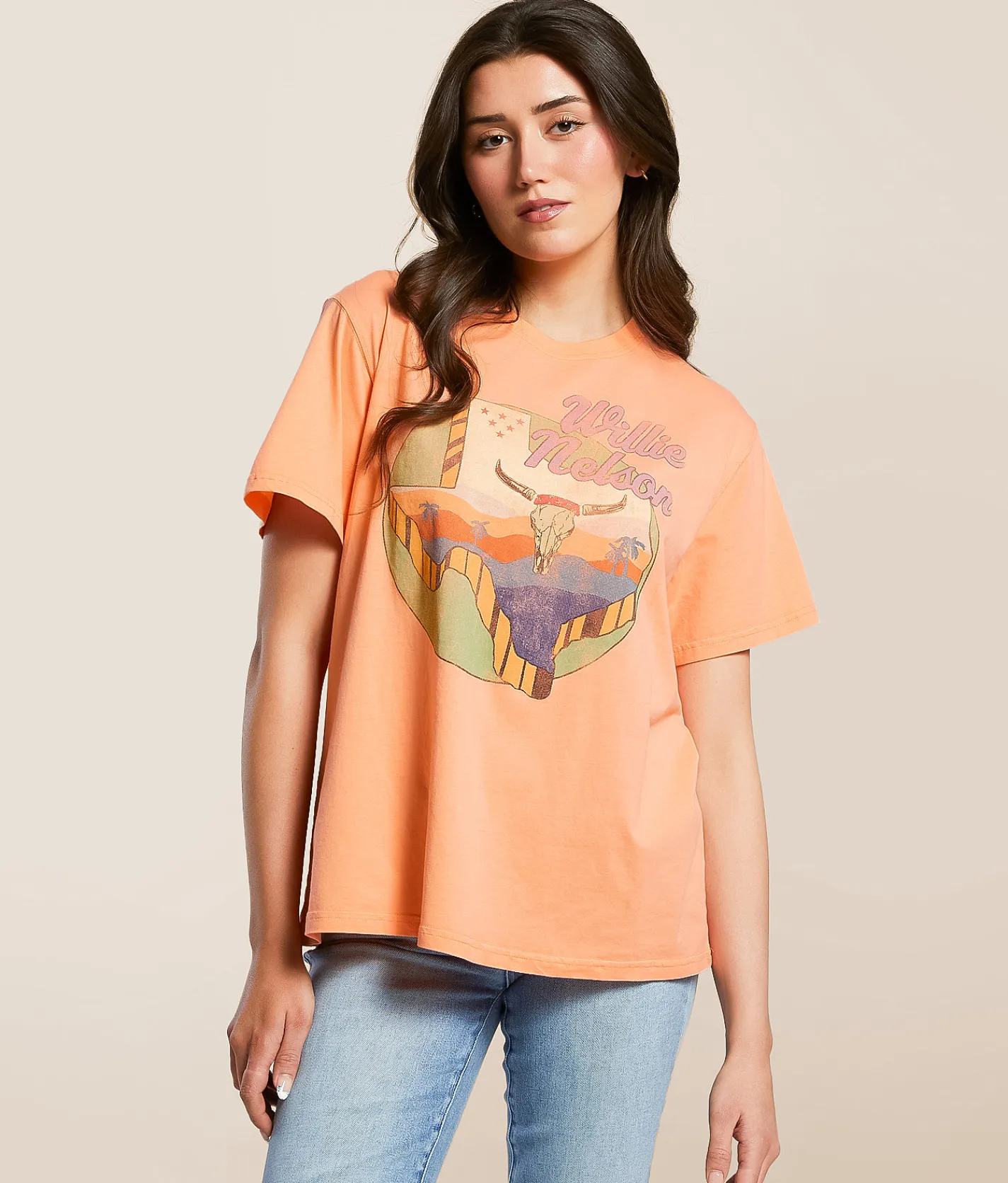 Life Clothing Willie Nelson Texas Oversized Band T-Shirt Coral Reef Best