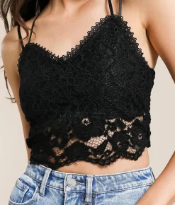 Tops | Willow & Root Willow & Root Flocked Floral Lace Bralette Ballerina