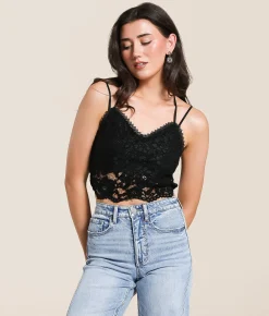 Tops | Willow & Root Willow & Root Flocked Floral Lace Bralette Ballerina