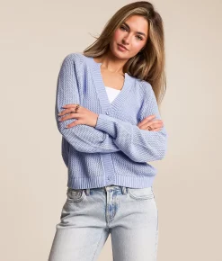 Willow & Root Willow & Root Open Weave Cardigan Sweater Blue Heron Hot