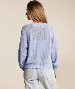 Willow & Root Willow & Root Open Weave Cardigan Sweater Blue Heron Hot