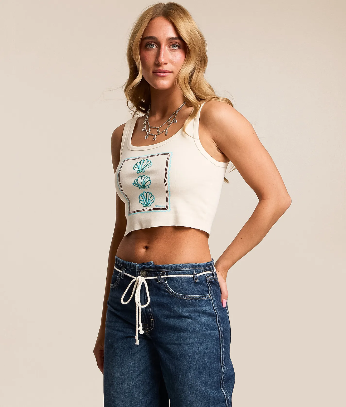 Billabong Wind Drifter Cropped Tank Top White Cap Discount