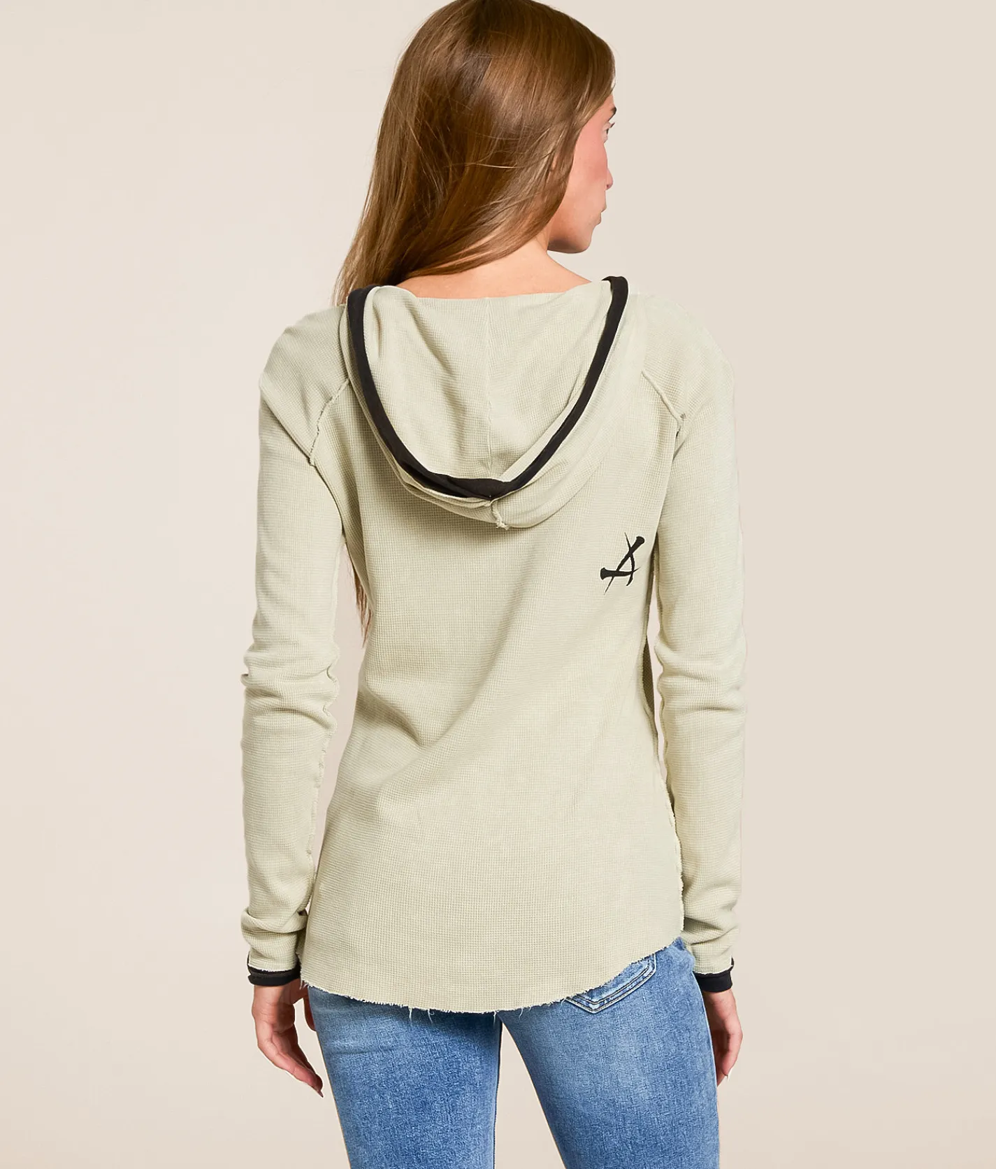Tops | Affliction Winged Dagger Hooded Thermal Shirt Sand Lava Wash
