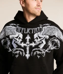 Tops | Affliction Winged Up Hooded Sweatshirt Black