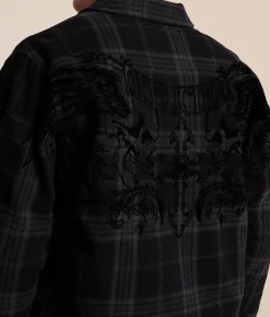 Affliction Winged Up Shirt Navy Black Clearance