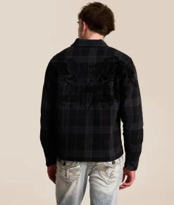 Affliction Winged Up Shirt Navy Black Clearance