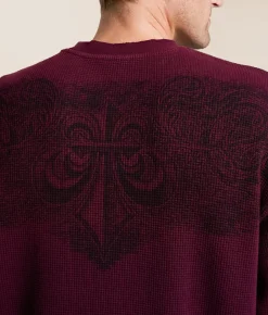 Tops | Affliction Winged Up Thermal Pullover Burgundy