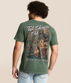 Tops|Graphic T-Shirts | Tail Chasers Club Wingman T-Shirt Laurel Wreath Pigment Dye