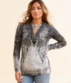 Tops | Affliction Wings Of A Pharaoh T-Shirt White Black