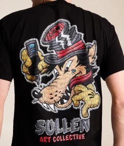 Tops|Graphic T-Shirts | Sullen Wolf Patch T-Shirt Jet Black