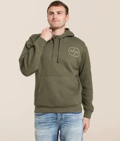 Tops | Ariat Wooden Barb Seal Hooded Sweatshirt Olive Heather