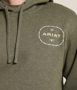Tops | Ariat Wooden Barb Seal Hooded Sweatshirt Olive Heather