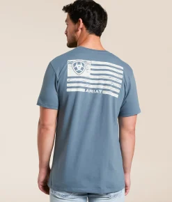 Tops|Graphic T-Shirts | Ariat Wooden Bridger T-Shirt Light Denim