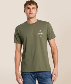 Ariat Wooden Diamond Flag T-Shirt Surplus Green New