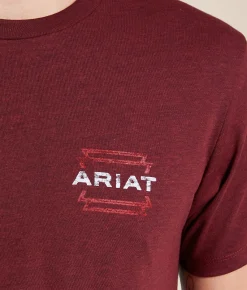 Ariat Wooden Horizon Lock T-Shirt Crimson Black Heather Clearance
