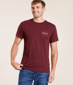 Ariat Wooden Horizon Lock T-Shirt Crimson Black Heather Clearance