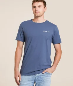 Tops|Graphic T-Shirts | Ariat Wooden Longhorn Mountain T-Shirt Grisalle