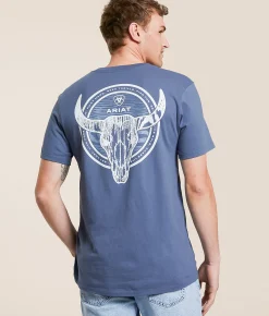 Tops|Graphic T-Shirts | Ariat Wooden Longhorn Mountain T-Shirt Grisalle