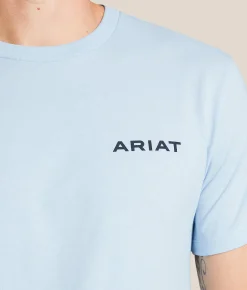 Tops|Graphic T-Shirts | Ariat Wooden Sign Diamond T-Shirt Sky Blue