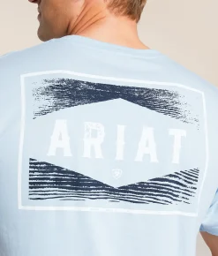 Tops|Graphic T-Shirts | Ariat Wooden Sign Diamond T-Shirt Sky Blue