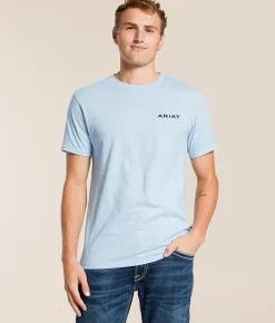 Tops|Graphic T-Shirts | Ariat Wooden Sign Diamond T-Shirt Sky Blue