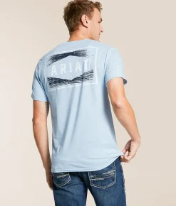 Tops|Graphic T-Shirts | Ariat Wooden Sign Diamond T-Shirt Sky Blue
