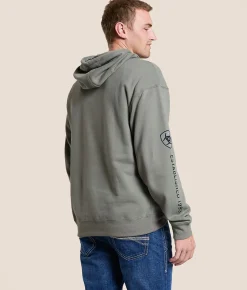 Tops | Ariat Woodish Shield Hooded Sweatshirt Castor Grey
