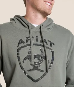 Tops | Ariat Woodish Shield Hooded Sweatshirt Castor Grey