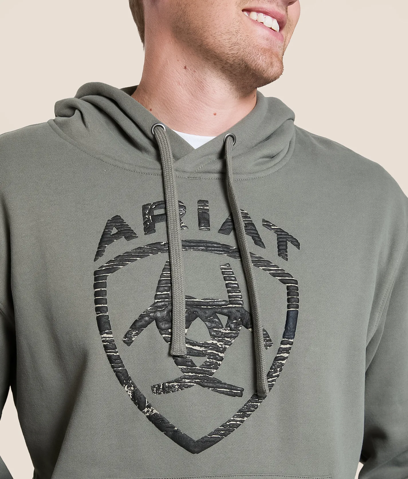 Tops | Ariat Woodish Shield Hooded Sweatshirt Castor Grey
