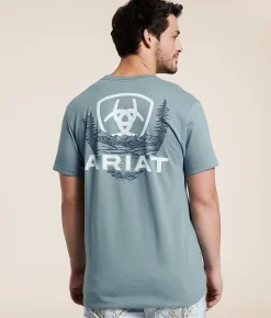 Graphic T-Shirts | Ariat Woodland Lock T-Shirt Light Denim