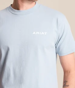 Tops|Graphic T-Shirts | Ariat Woodland Lock T-Shirt Artic Blue Good Grey