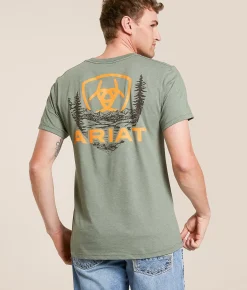 Tops|Graphic T-Shirts | Ariat Woodland Lock T-Shirt Olive Heather