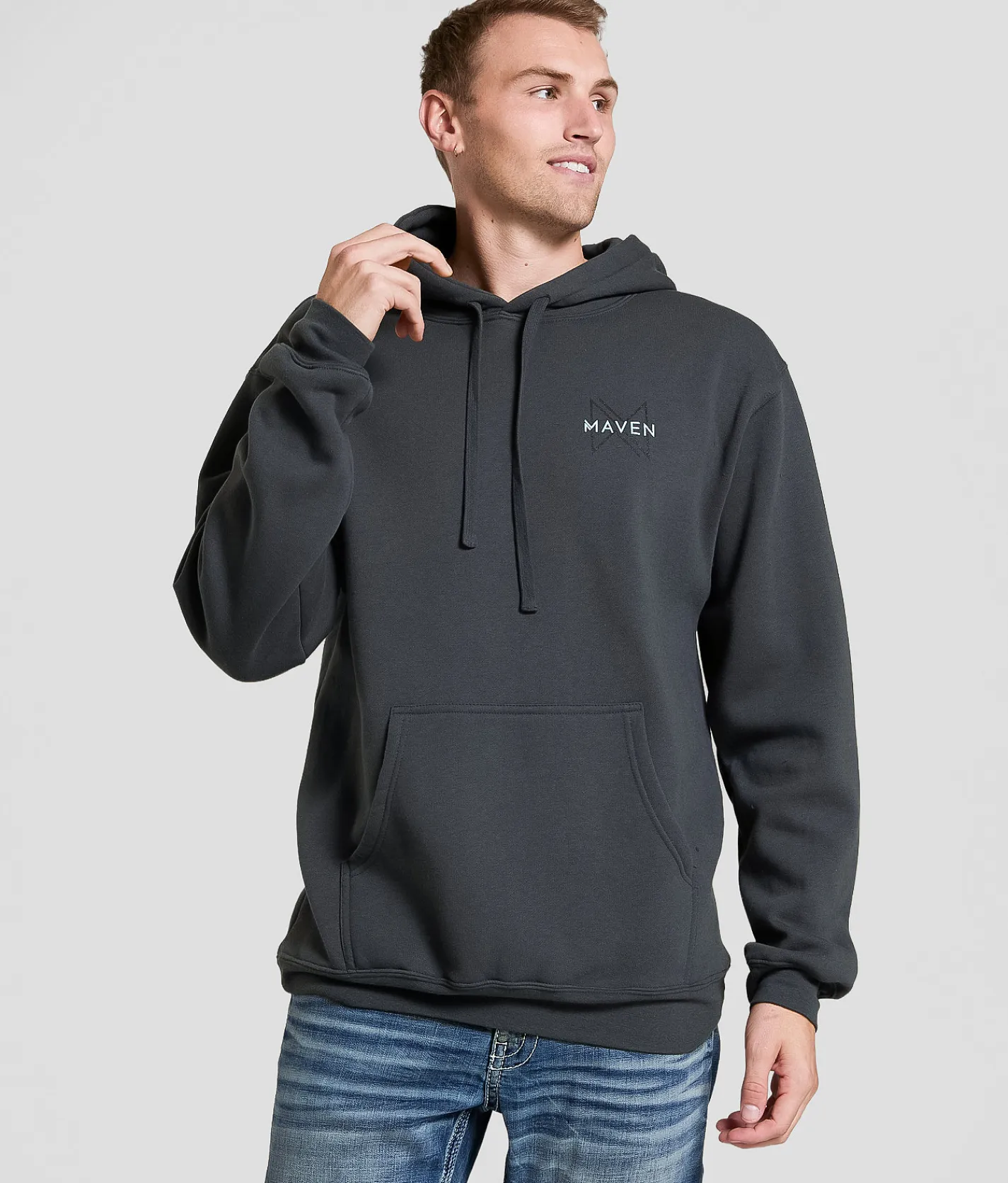 Tops | Maven Co-op Word Block Hooded Sweatshirt Collegiate Blue