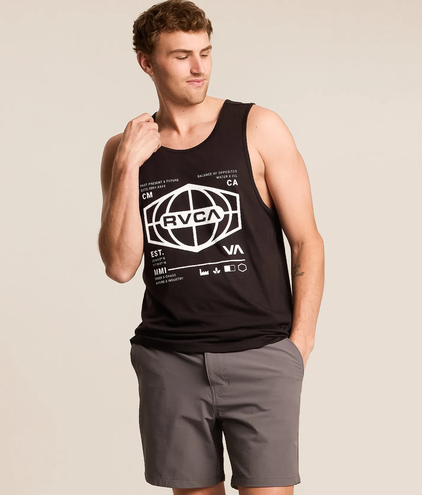 RVCA World Hex Sport Tank Top Black Discount