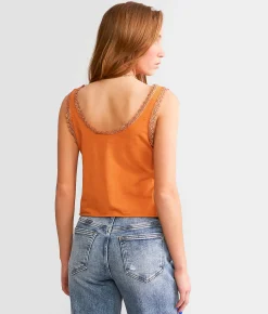 Goodie Two Sleeves World Tour Cropped Tank Top Orange Rust Sale