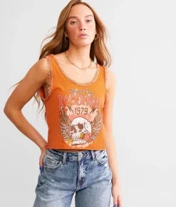 Goodie Two Sleeves World Tour Cropped Tank Top Orange Rust Sale