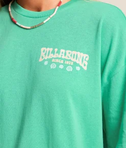 Tops | Billabong World Tour Oversized T-Shirt Green Tropics
