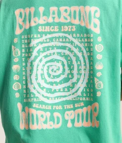 Tops | Billabong World Tour Oversized T-Shirt Green Tropics