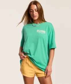 Tops | Billabong World Tour Oversized T-Shirt Green Tropics