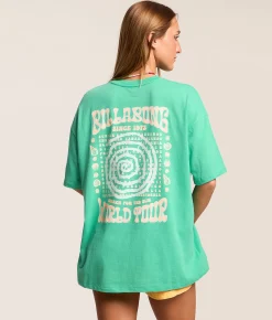 Tops | Billabong World Tour Oversized T-Shirt Green Tropics