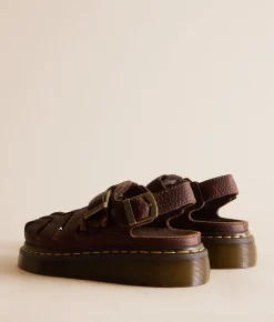 Dr. Martens Wrenlie Grizzly Leather Sandal Dark Brown Outlet