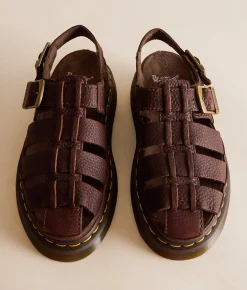 Dr. Martens Wrenlie Grizzly Leather Sandal Dark Brown Outlet