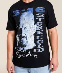 Tops|Graphic T-Shirts | Ripple Junction® WWE Stacked Stone Cold T-Shirt Black