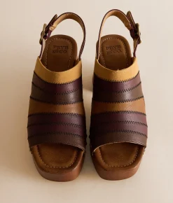 Frye and Co. Wylie Patchworks Heeled Sandal Maroon Multi Cairo