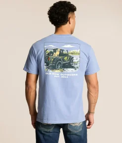 Old Row 4x4 Dogs T-Shirt Washed Denim Hot
