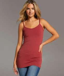 Tops | BKE core X-Long Two Way Tank Top Earth Red