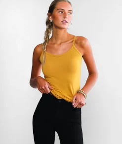 Tops | BKE core X-Long Two Way Tank Top Honey Gold