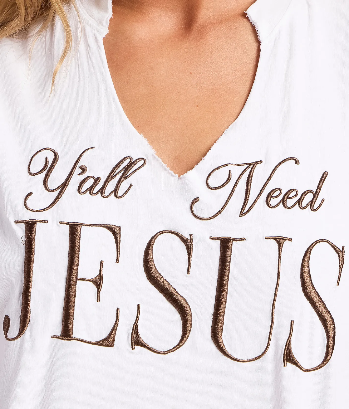 Tops | Goodie Two Sleeves Y'all Need Jesus Tank Top White