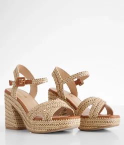 Shoes | Soda Yara Raffia Sandal Natural Tan